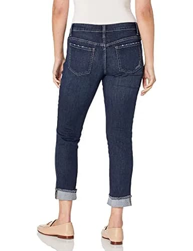Riders Boyfriend Jean 8 | Slim Fit, Mid Rise, Dark Wash, Fringe Cuff, Cotton & Spandex thumbnail 2