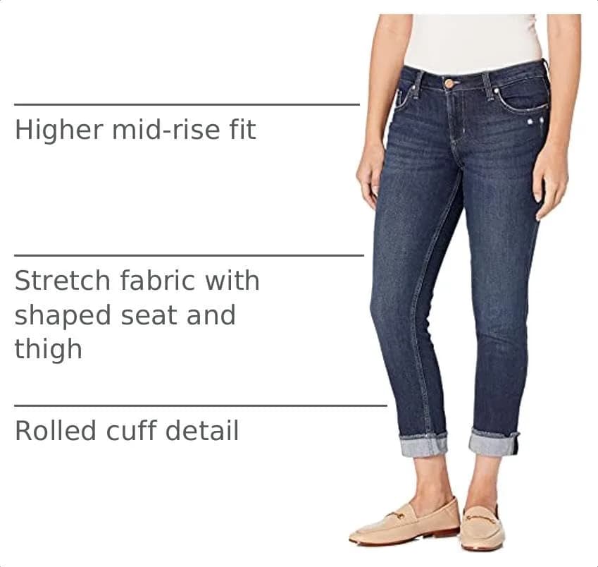 Riders Boyfriend Jean 8 | Slim Fit, Mid Rise, Dark Wash, Fringe Cuff, Cotton & Spandex thumbnail 3