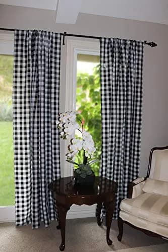 lovemyfabric Gingham Checkered Curtain Panel 56" x 84" | Black & White Polyester thumbnail 1