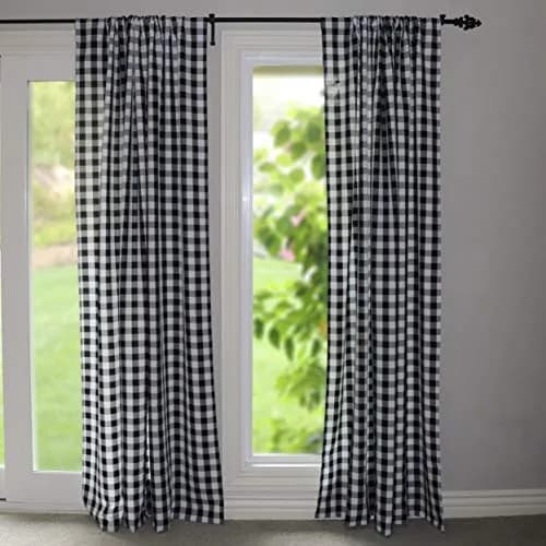 lovemyfabric Gingham Checkered Curtain Panel 56" x 84" | Black & White Polyester thumbnail 2