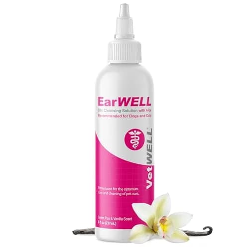 VetWELL Ear Cleaner for Dogs and Cats - Sweet Pea Vanilla - 8 oz | Gentle Deodorizing & Cleaning thumbnail 1