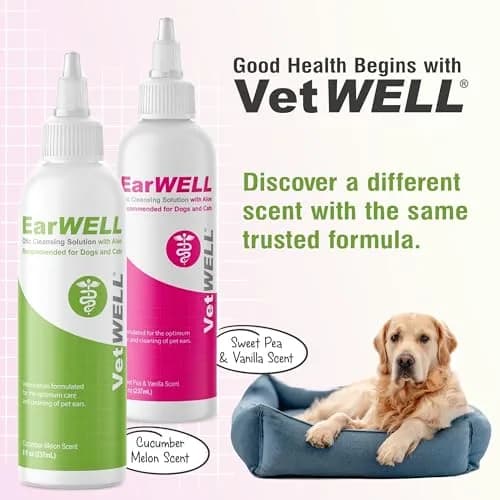 VetWELL Ear Cleaner for Dogs and Cats - Sweet Pea Vanilla - 8 oz | Gentle Deodorizing & Cleaning thumbnail 7