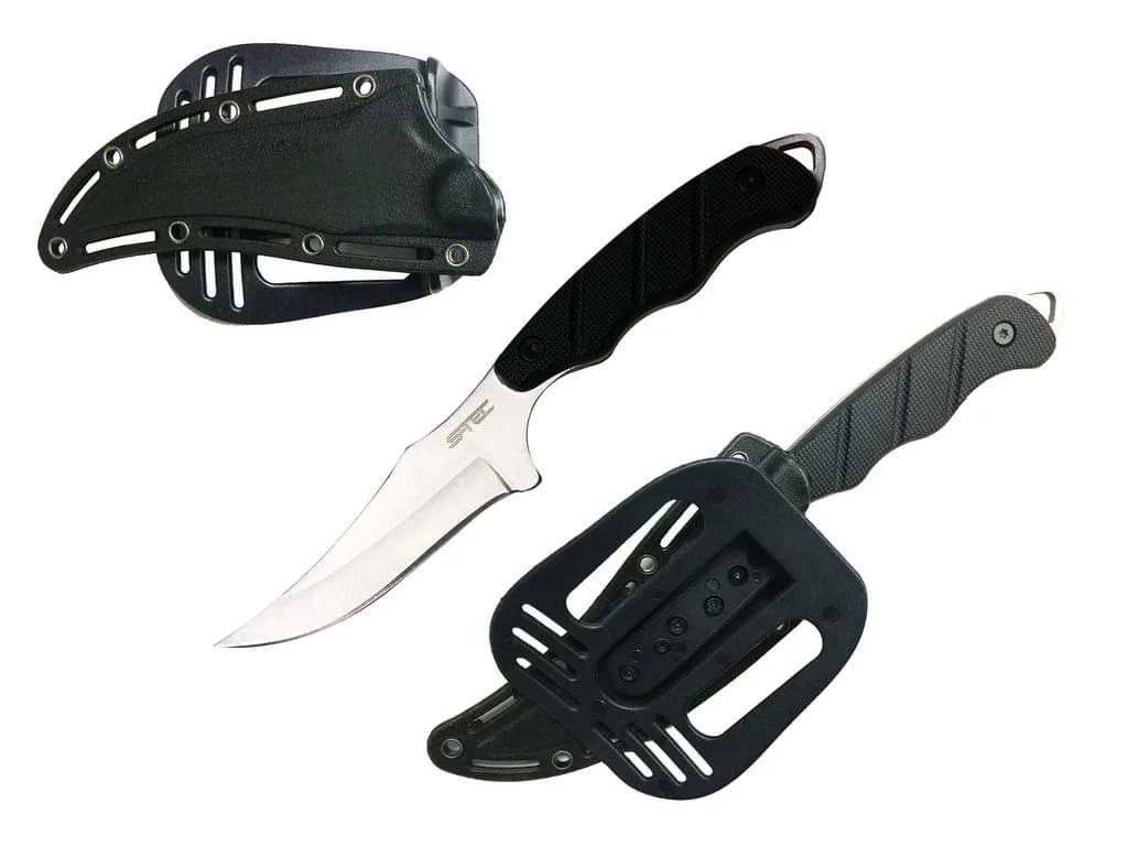 S-TEC 9" Full Tang Tactical Knife with ABS Plastic Sheath | 4" Blade, Stainless Steel, Ambidextrous Handle