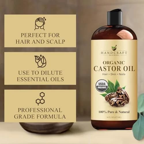 Handcraft Blends Organic Castor Oil 473ml (16 Fl Oz) | USDA Organic, Pure & Natural Carrier Oil for Hair Growth, Skin & Body thumbnail 2