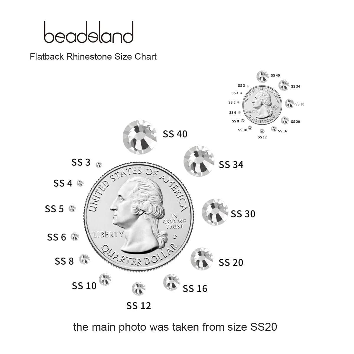 BEADSLAND SS6 Flat Back Crystal Rhinestones (1440pcs, 2.3-2.5mm) for Nail Art & DIY Crafts - view 3