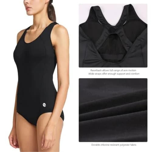 baleaf Women's Athletic Swimsuits Racerback One Piece Black 38 | Chlorine-Resistant, Supportive Fit thumbnail 4