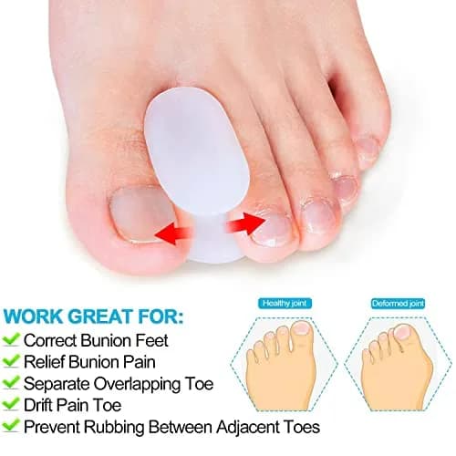 Povihome Gel Toe Spacers Separators for Bunions, 10 Pack Large Size | Corrects Overlapping Toes thumbnail 5