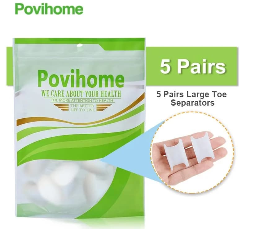 Povihome Gel Toe Spacers Separators for Bunions, 10 Pack Large Size | Corrects Overlapping Toes thumbnail 8