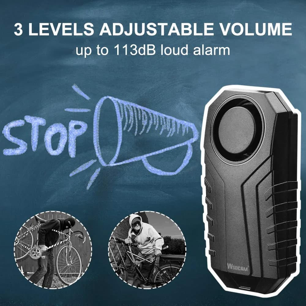 Wsdcam 113dB Motorcycle Alarm System with Remote | Vibration Motion Sensor & SOS Function - view 2