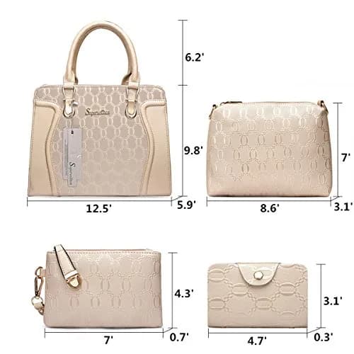 Soperwillton Women's Satchel Handbag Purse Set PU Leather with Wallet 4pcs | Large Capacity & Stylish thumbnail 4