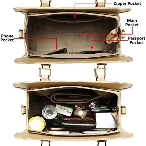 Soperwillton Women's Satchel Handbag Purse Set PU Leather with Wallet 4pcs | Large Capacity & Stylish thumbnail 6