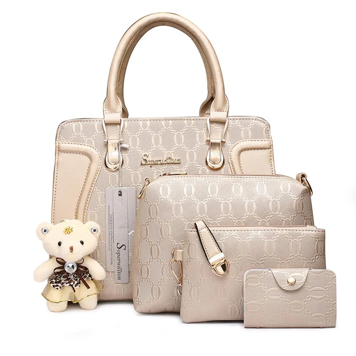 Soperwillton Women's Satchel Handbag Purse Set PU Leather with Wallet 4pcs | Large Capacity, Stylish & Durable