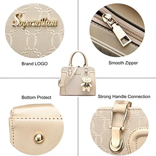 Soperwillton Women's Satchel Handbag Purse Set PU Leather with Wallet 4pcs | Large Capacity, Stylish & Durable thumbnail 5
