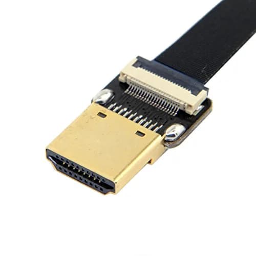 cablecc 90 Degree Up Angled FPV Mini HDMI to HDMI Flat Cable 50cm (1.6ft) | Connects Mini HDMI Devices to Standard HDMI Displays thumbnail 4
