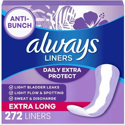 Always Xtra Protection Daily Liners, Extra Long, Unscented | 272 Count | Multi-Fluid Protection thumbnail 1