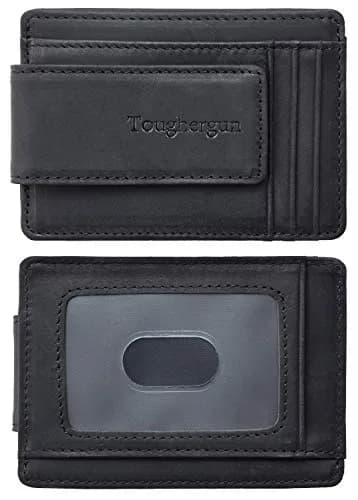 Toughergun Slim RFID Blocking Money Clip Wallet for Men - Minimalist Black Front Pocket Credit Card Holder thumbnail 1