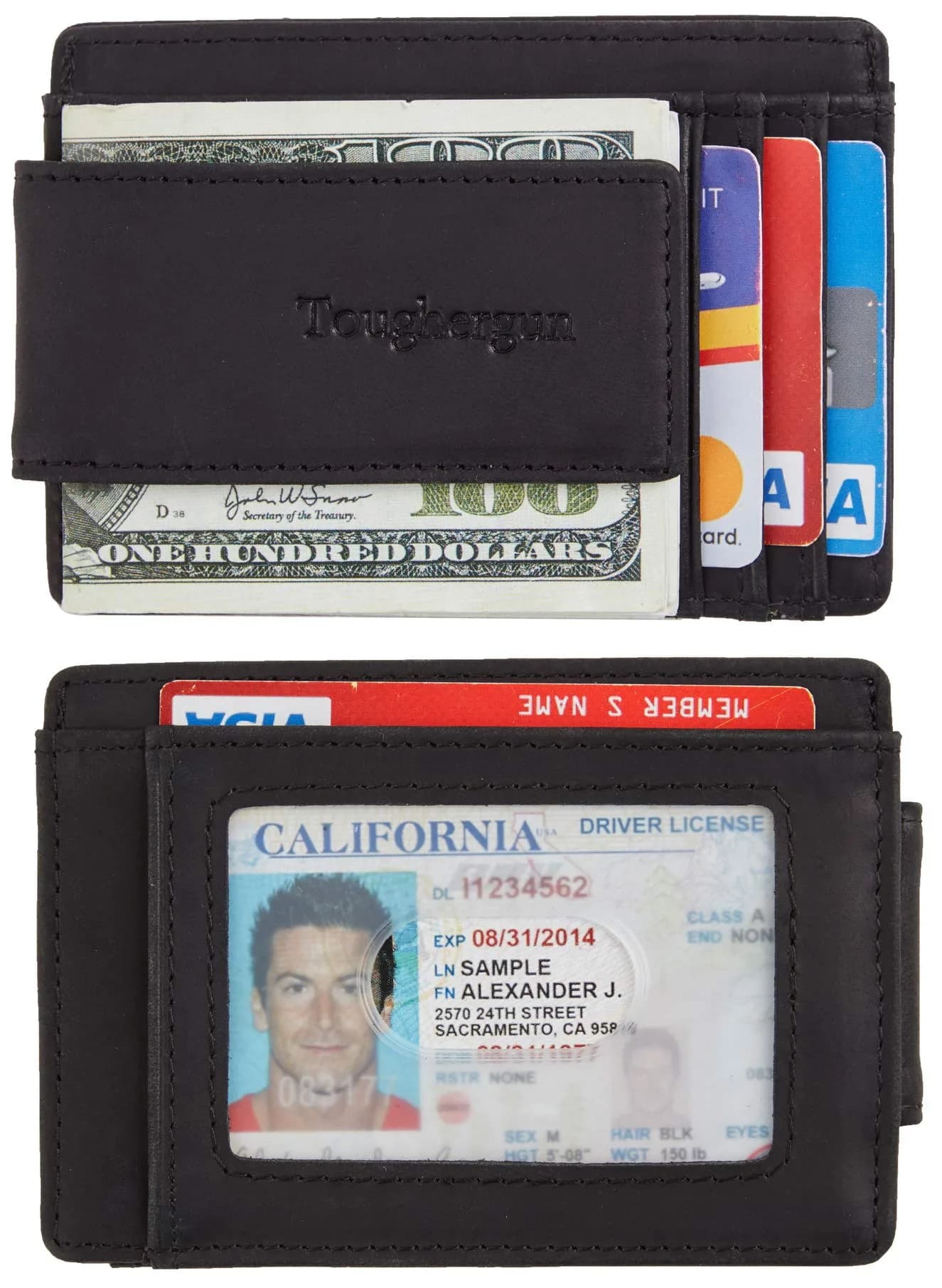 Toughergun Slim RFID Blocking Money Clip Wallet for Men - Minimalist Black Front Pocket Credit Card Holder - view 2
