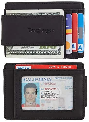 Toughergun Slim RFID Blocking Money Clip Wallet for Men - Minimalist Black Front Pocket Credit Card Holder thumbnail 2
