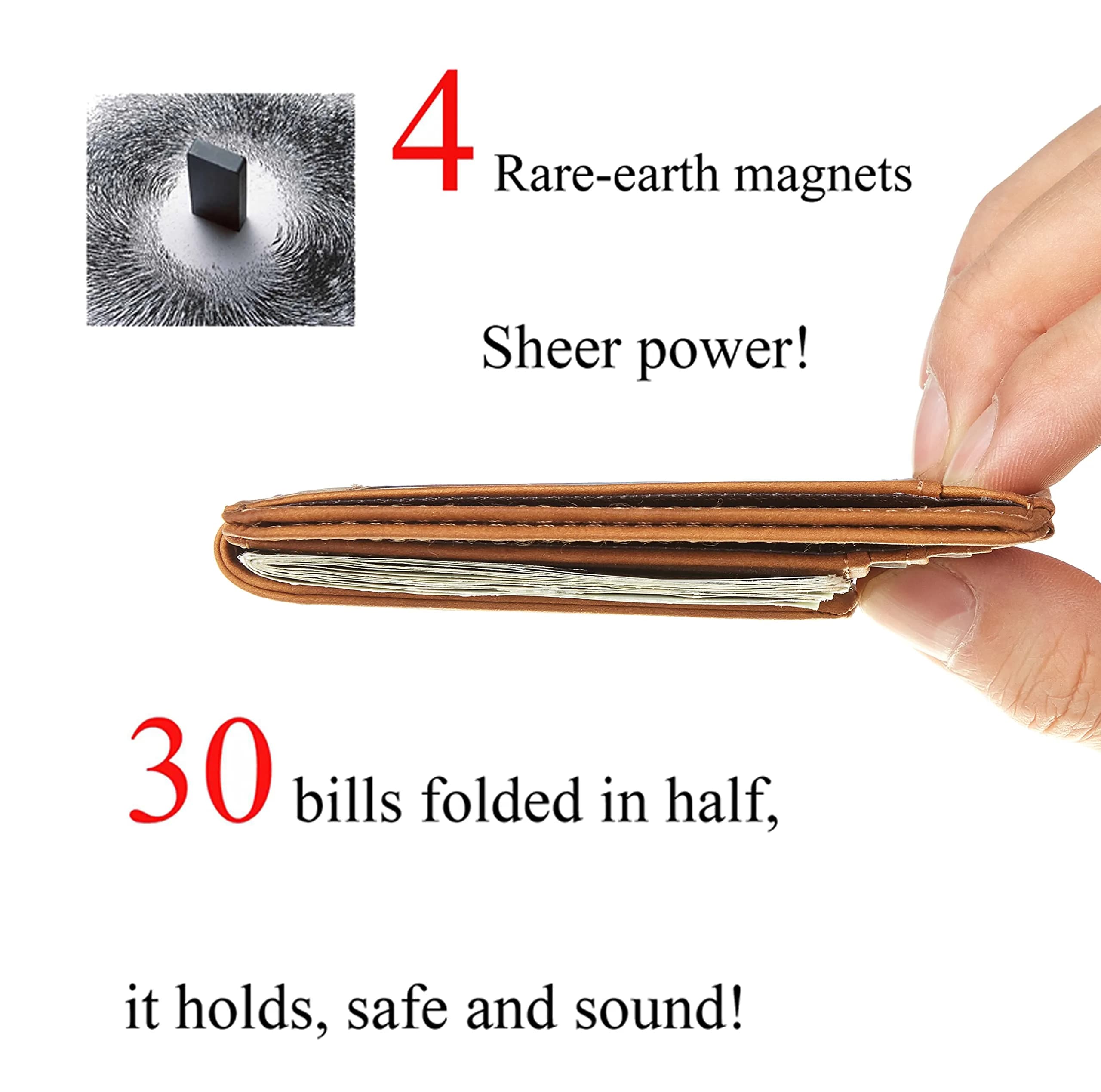 Toughergun Slim Wallet for Men - Deep Brown RFID Blocking Money Clip, Minimalist Front Pocket Credit Card Holder - view 4