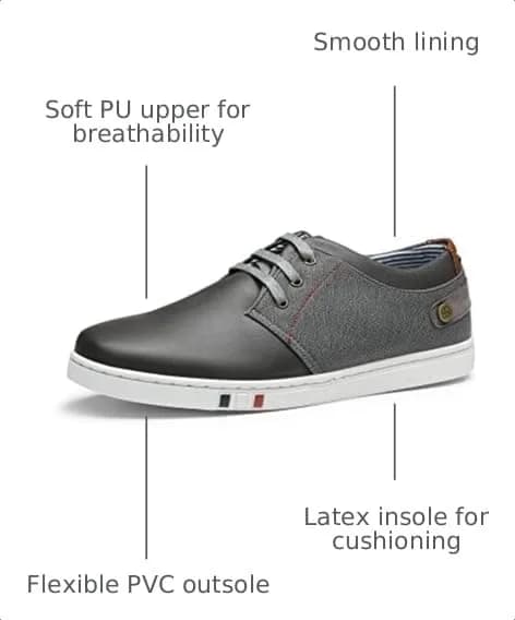 Bruno Marc Men's Fashion Sneakers Grey 25cm (9.7in) | Classic Style & Comfort thumbnail 4