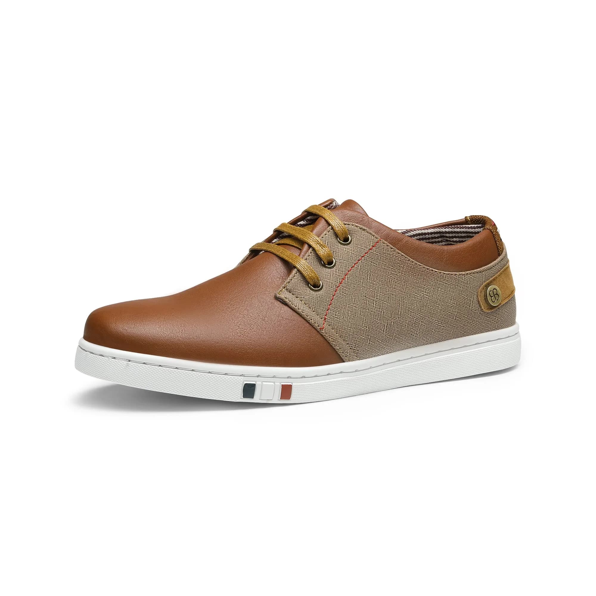 Bruno Marc Men's Fashion Sneakers White 27.5 cm (US 7.5) | Classic Lace-Up Style for Everyday Wear — Tan / 8