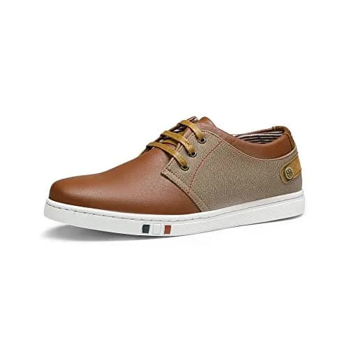 Bruno Marc Men's Fashion Sneakers Tan US 8 (26.0 cm) | Classic Oxford Style Lace-Up Comfort thumbnail 1