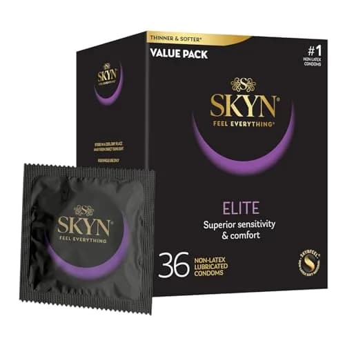 SKYN Elite Ultra-Thin Lubricated Latex-Free Condoms 36 Count | Sensitive, Soft, and Comfortable for Enhanced Experience thumbnail 1