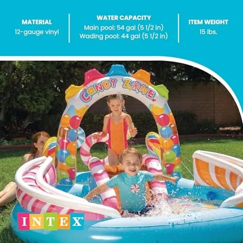 Intex Candy Zone Inflatable Mini Water Slide Park & Kiddie Swimming Pool 295cm (116") x 190.5cm (75") x 129.5cm (51") | ASTM-Tested for Kids Ages 2+ thumbnail 4