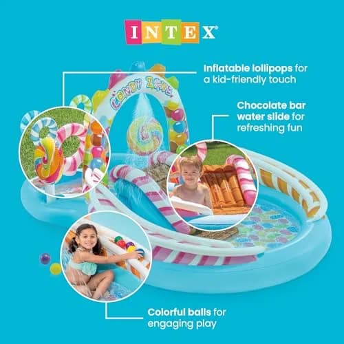 Intex Candy Zone Inflatable Mini Water Slide Park & Kiddie Swimming Pool 295cm (116") x 190.5cm (75") x 129.5cm (51") | ASTM-Tested for Kids Ages 2+ thumbnail 3