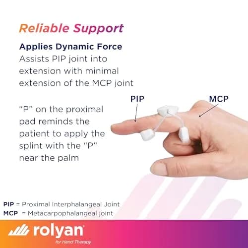 Rolyan Sof-Stretch Extension Splint Small White | Dynamic Finger Brace for PIP Joint Extension & Mallet Finger Support thumbnail 3