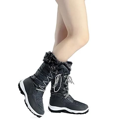 DREAM PAIRS Women's Warm Faux Fur Lined Mid-Calf Snow Boots Size 11 | Waterproof & Insulated for Indian Winters thumbnail 8