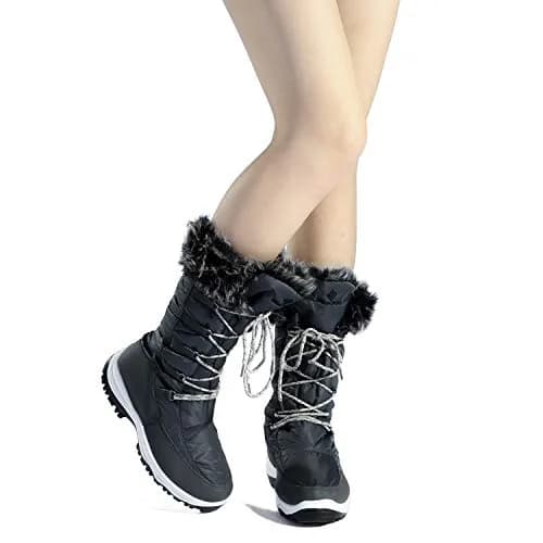 DREAM PAIRS Women's Warm Faux Fur Lined Mid-Calf Snow Boots Size 11 | Waterproof & Insulated for Indian Winters thumbnail 2