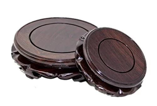 GOLDY&WENDY Rosewood Circular Pedestal Display Stand 3.4" | Elegant Home Accent thumbnail 4