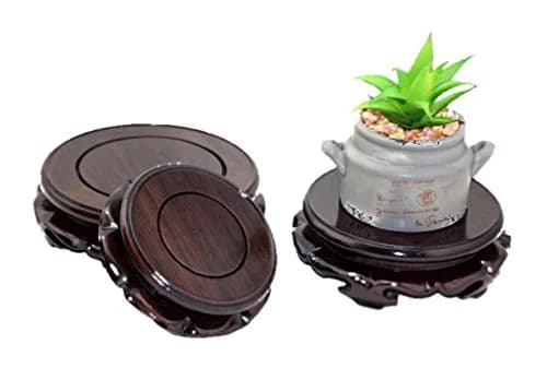 GOLDY&WENDY Rosewood Circular Pedestal Display Stand 3.4" | Elegant Home Accent thumbnail 5