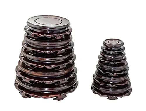 GOLDY&WENDY Rosewood Circular Pedestal Display Stand 3.4" | Elegant Home Accent thumbnail 6