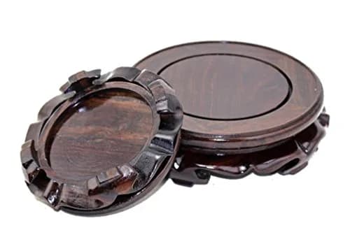 GOLDY&WENDY Rosewood Circular Pedestal Display Stand 3.4" | Elegant Home Accent thumbnail 3