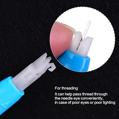 Hicarer Sewing Machine Needle Threader Set, 3 Pieces, Automatic Needle Inserter, for Household Sewing Machines, Blue & White | Easy Threading & Needle Holding thumbnail 2