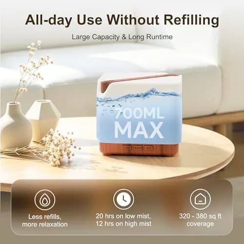 ASAKUKI Essential Oil Diffuser for Home Large 700 ml Humidifier | 32 sq m Coverage thumbnail 5