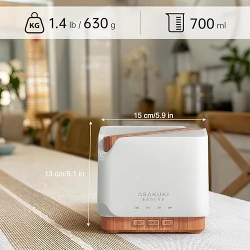 ASAKUKI Essential Oil Diffuser for Home Large 700 ml Humidifier | 32 sq m Coverage thumbnail 2