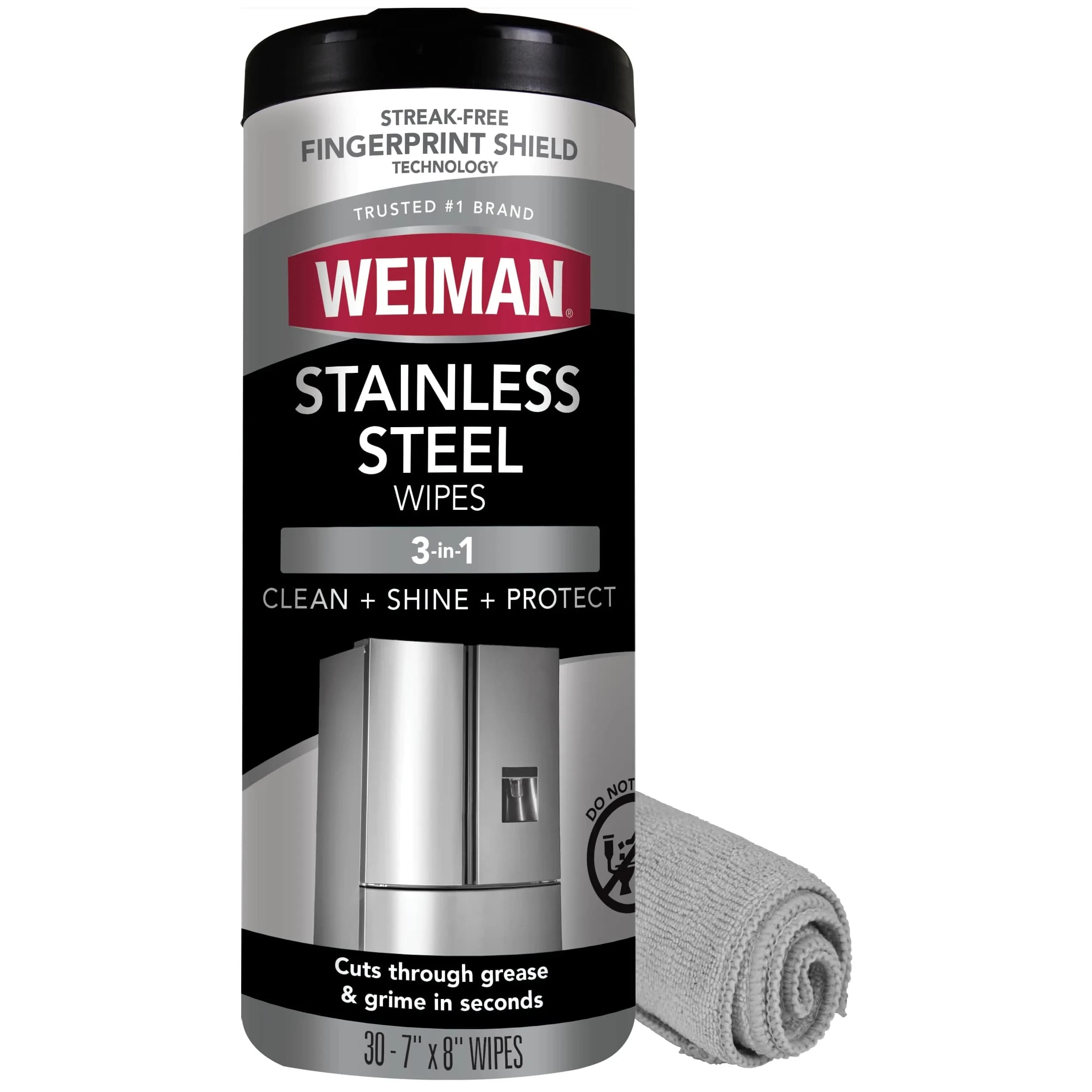 Weiman Stainless Steel Cleaner Wipes (120 Count) | pH Neutral Formula for Appliances — Kit