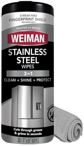Weiman Stainless Steel Cleaner & Polish Kit 30 Count (156 g) | Restores Shine & Protects Appliances thumbnail 1