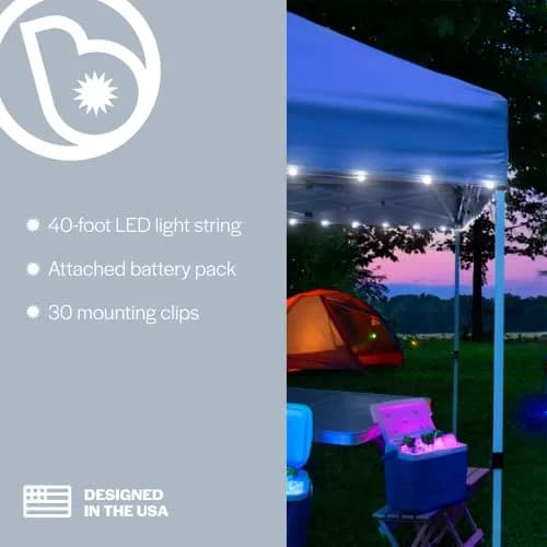 Brightz LED Canopy Lights, White 40ft String Light for 10x10 Tents | Weather-Resistant, Battery-Operated, Perfect for Outdoor Canopies thumbnail 6