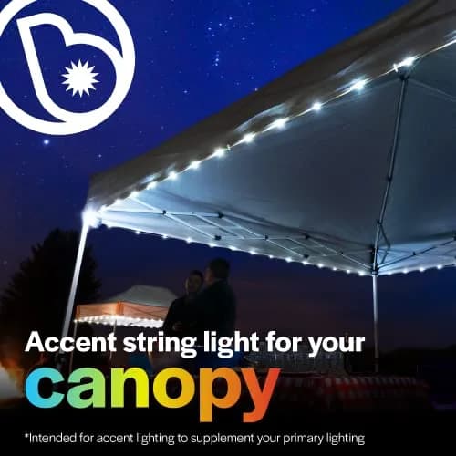 Brightz LED Canopy Lights, White 40ft String Light for 10x10 Tents | Weather-Resistant, Battery-Operated, Perfect for Outdoor Canopies thumbnail 2