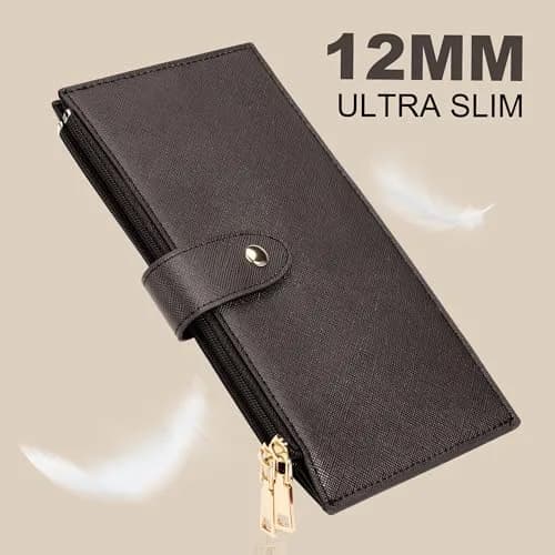 Travelambo RFID Wallet Women Large Size Bifold Multi Card Wallet Case with Zipper Pocket, 18 Pockets, Coffee thumbnail 8