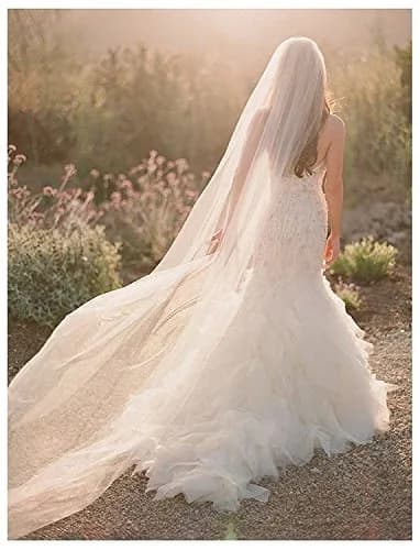 EllieWely 1 Tier Plain Tulle Wedding Bridal Veil Ivory 3M | Classic Elegant Bridal Accessory thumbnail 7