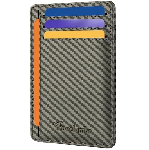 Travelambo Slim Minimalist Wallet for Men, RFID Blocking Credit Card Holder, Front Pocket ID Card Case, Gray | 0.3 cm (0.12") Thick thumbnail 1