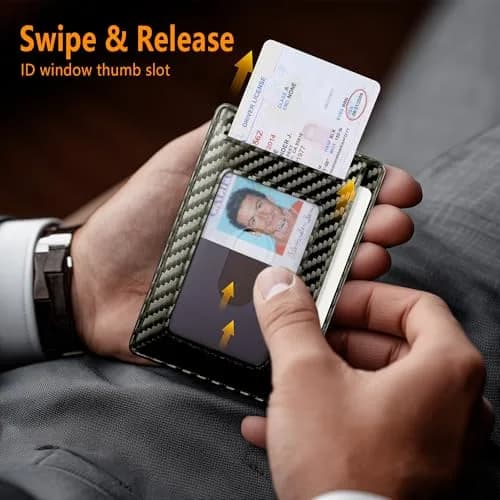 Travelambo Slim Minimalist Wallet for Men, RFID Blocking Credit Card Holder, Front Pocket ID Card Case, Gray | 0.3 cm (0.12") Thick thumbnail 6