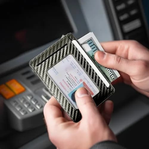 Travelambo Slim Minimalist Wallet for Men, RFID Blocking Credit Card Holder, Front Pocket ID Card Case, Gray | 0.3 cm (0.12") Thick thumbnail 7