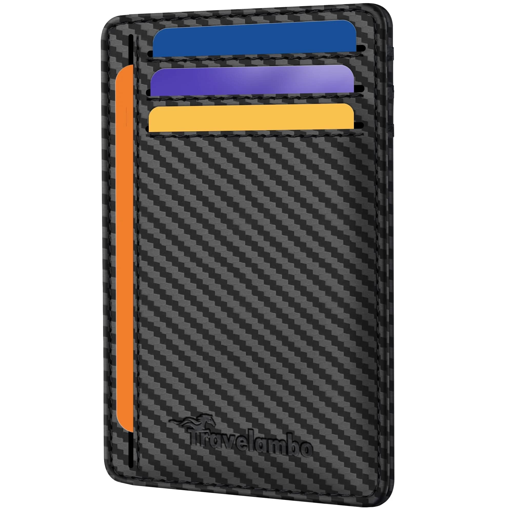 Travelambo Slim Minimalist Wallet for Men, RFID Blocking Credit Card Holder, Front Pocket ID Card Case, Black | 8.38 cm x 10.41 cm x 0.3 cm — Black