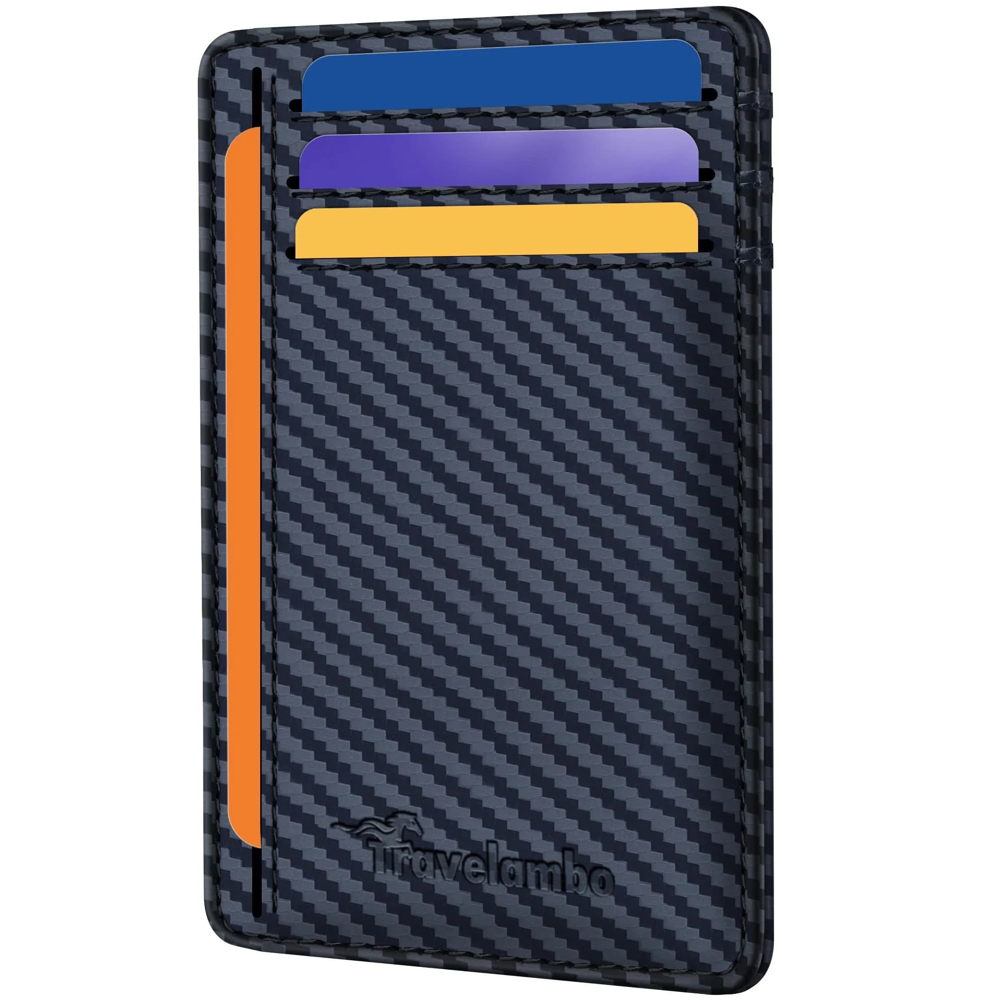 Travelambo Slim Minimalist Wallet for Men, RFID Blocking Front Pocket Card Holder, Navy Blue | Lightweight & Durable Faux Leather — Navy Blue